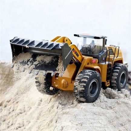 HUINA - HUINA 1583 1/14 10 Kanal FULL METAL Uzaktan Kumandalı Profesyonel RC Model Wheel Loader Damper Dozer İş Makinası - 6 KG AĞIRLIK - 2.4G Full Fonksiyon Sesli ve Işıklı