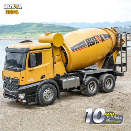 HUINA - HUINA 1574 1/14 10 Kanal Yüksek Kalite RC Model Çimento Mikseri Kamyon Uzaktan Kumandalı İş Makinası - 2.4G Full Fonksiyon Sesli ve Işıklı