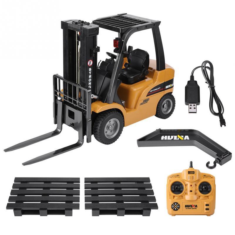 HUINA 1577 1/10 Yüksek Kalite RC Model Forklift Vinç Uzaktan Kumandalı Metal İş Makinası - 2.4G 8 Kanal Full Fonksiyon Sesli ve Işıklı