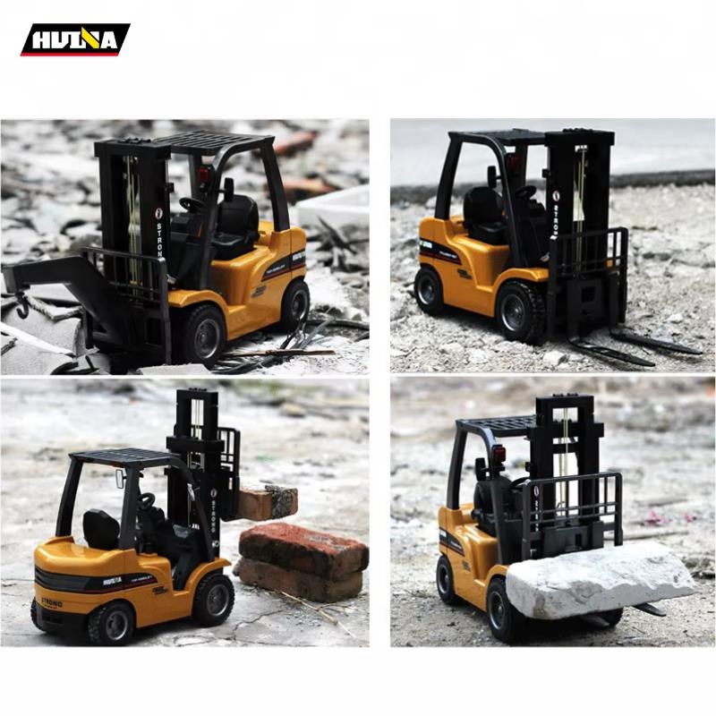 HUINA 1577 1/10 Yüksek Kalite RC Model Forklift Vinç Uzaktan Kumandalı Metal İş Makinası - 2.4G 8 Kanal Full Fonksiyon Sesli ve Işıklı