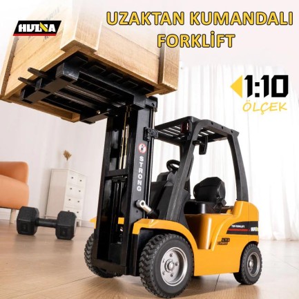 HUINA 1577 1/10 Yüksek Kalite Forklift Vinç İş Makinesi Metal Uzaktan Kumandalı RC Model - 2.4G 8CH Gerçekçi Similasyon Ses ve Işık Sistemi - Thumbnail