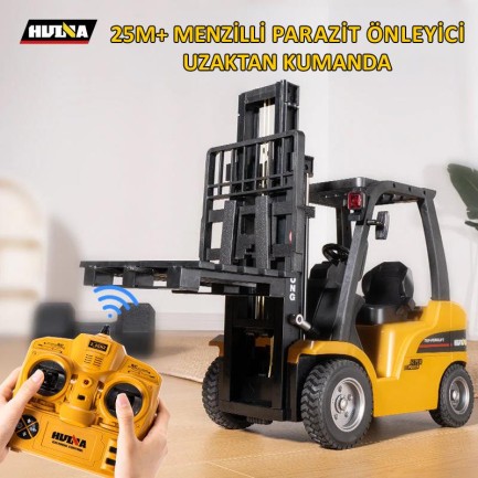HUINA 1577 1/10 Yüksek Kalite Forklift Vinç İş Makinesi Metal Uzaktan Kumandalı RC Model - 2.4G 8CH Gerçekçi Similasyon Ses ve Işık Sistemi - Thumbnail