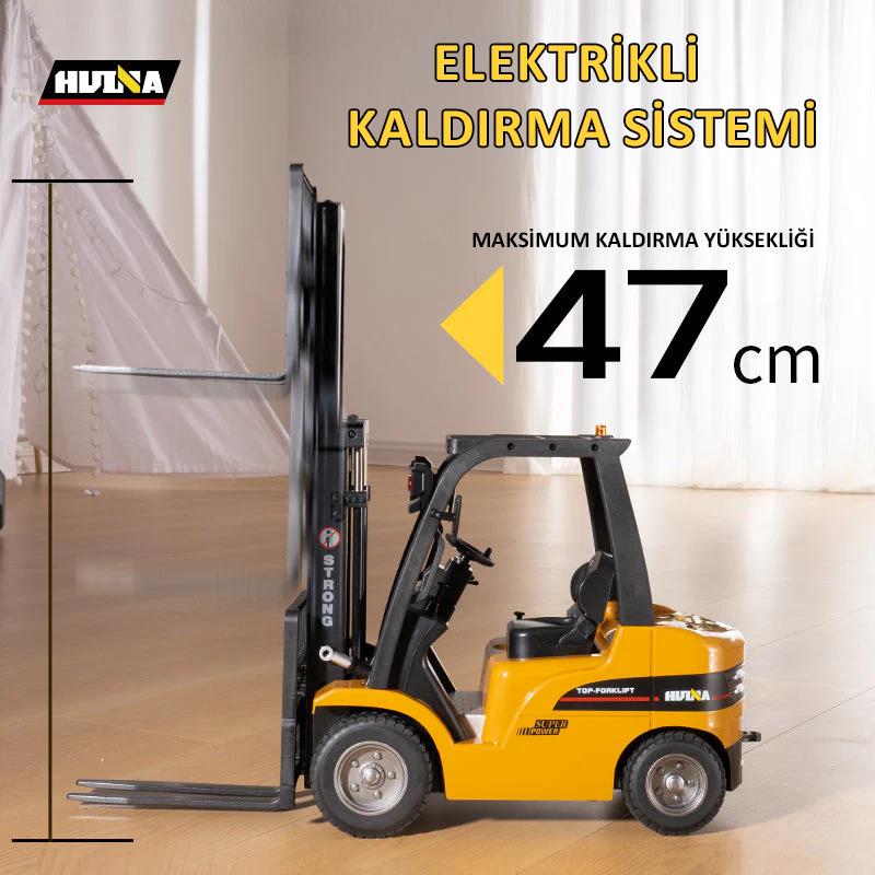HUINA 1577 1/10 Yüksek Kalite Forklift Vinç İş Makinesi Metal Uzaktan Kumandalı RC Model - 2.4G 8CH Gerçekçi Similasyon Ses ve Işık Sistemi