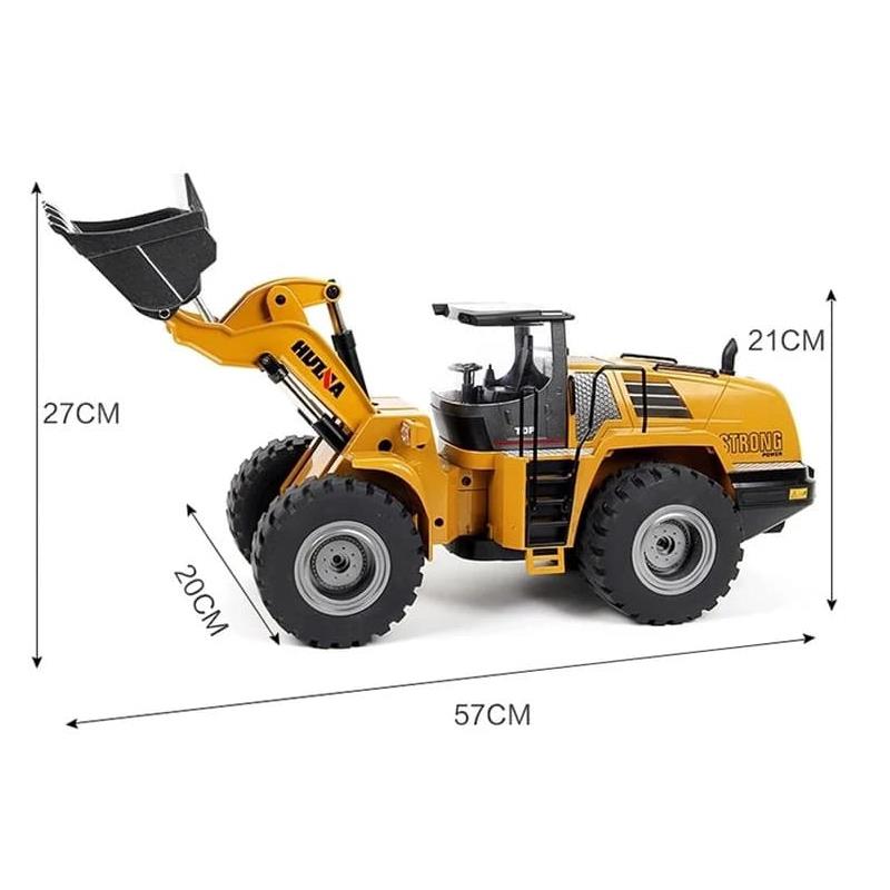 HUINA 1583 1/14 10CH FULL METAL Uzaktan Kumandalı Profesyonel RC Model Wheel Loader Damper Dozer Kamyon İş Makinesi -6 KG AĞIRLIK-2.4G Full Fonksiyon Sesli&Işıklı