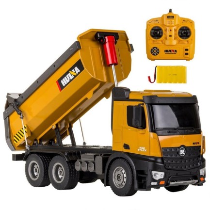 HUINA 1573 1/14 Yüksek Kalite RC Model Damperli Kamyon Uzaktan Kumandalı Metal İş Makinası - 10KG Yükleme Kapasiteli - 2.4G Full Fonksiyon Sesli ve Işıklı - Thumbnail