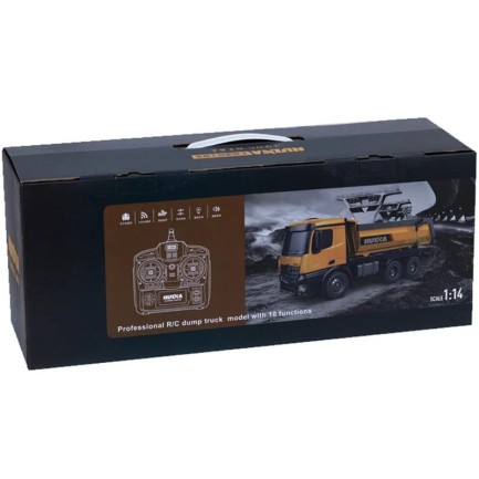 HUINA 1573 1/14 Yüksek Kalite RC Model Damperli Kamyon Uzaktan Kumandalı Metal İş Makinesi -10KG Yükleme Kapasiteli -2.4G Full Fonksiyon Sesli&Işıklı - Thumbnail