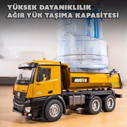 HUINA 1573 1/14 Yüksek Kalite RC Model Damperli Kamyon Uzaktan Kumandalı Metal İş Makinesi -10KG Yükleme Kapasiteli -2.4G Full Fonksiyon Sesli&Işıklı - Thumbnail