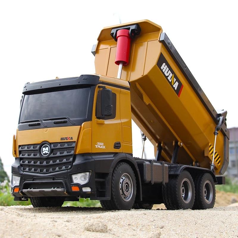 HUINA 1573 1/14 Yüksek Kalite RC Model Damperli Kamyon Uzaktan Kumandalı Metal İş Makinesi -10KG Yükleme Kapasiteli -2.4G Full Fonksiyon Sesli&Işıklı