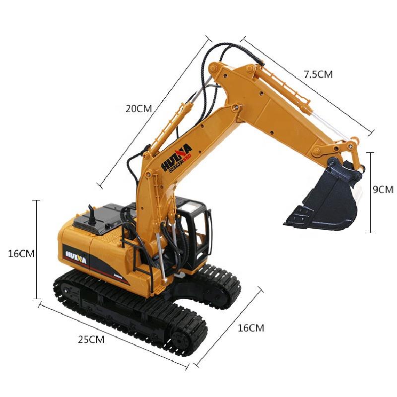 HUINA 1/14 Yüksek Kalite 15 Kanal RC Model Ekskavatör Paletli Metal Kepçe Uzaktan Kumandalı Çok Fonksiyonlu İş Makinası - 2.4G Full Fonksiyon Sesli ve Işıklı - 1550 -