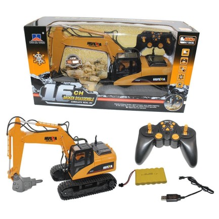 HUINA 1560 1/14 Yüksek Kalite 16 Kanal RC Model Ekskavatör Kırıcı Ataşmanlı Delici Matkap Uzaktan Kumandalı Çok Fonksiyonlu Metal İş Makinası - 2.4G Full Fonksiyon Sesli ve Işıklı - Thumbnail