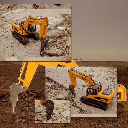 HUINA 1560 1/14 Yüksek Kalite 16 Kanal RC Model Ekskavatör Kırıcı Ataşmanlı Delici Matkap Uzaktan Kumandalı Çok Fonksiyonlu Metal İş Makinası - 2.4G Full Fonksiyon Sesli ve Işıklı - Thumbnail