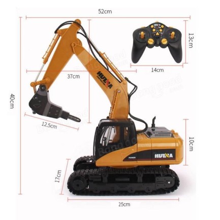 HUINA 1560 1/14 Yüksek Kalite 16 Kanal RC Model Ekskavatör Kırıcı Ataşmanlı Delici Matkap Uzaktan Kumandalı Çok Fonksiyonlu Metal İş Makinası - 2.4G Full Fonksiyon Sesli ve Işıklı - Thumbnail