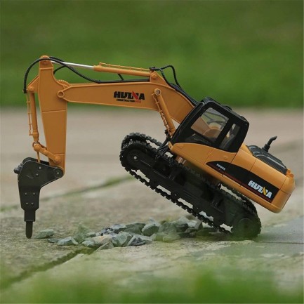 HUINA 1560 1/14 Yüksek Kalite 16 Kanal RC Model Ekskavatör Kırıcı Ataşmanlı Delici Matkap Uzaktan Kumandalı Çok Fonksiyonlu Metal İş Makinası - 2.4G Full Fonksiyon Sesli ve Işıklı - Thumbnail