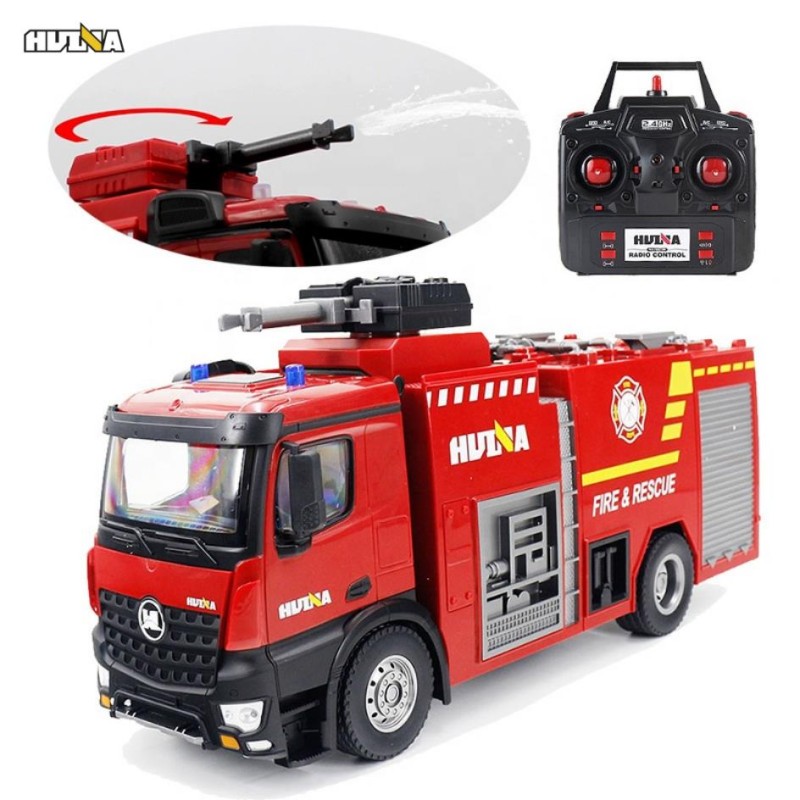 HUINA 1562 1/14 22CH Yüksek Kalite RC Model Uzaktan Kumandalı Yangın Söndürme İtfaiye Kamyonu İş Makinesi - Su Püskürtme Fonksiyonlu -2.4G Full Fonksiyon Sesli&Işıklı