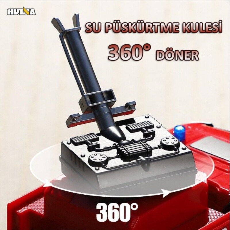 HUINA 1562 1/14 22CH Yüksek Kalite RC Model Uzaktan Kumandalı Yangın Söndürme İtfaiye Kamyonu İş Makinesi - Su Püskürtme Fonksiyonlu -2.4G Full Fonksiyon Sesli&Işıklı