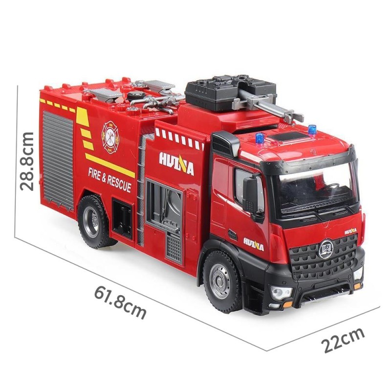 HUINA 1562 1/14 22CH Yüksek Kalite RC Model Uzaktan Kumandalı Yangın Söndürme İtfaiye Kamyonu İş Makinesi - Su Püskürtme Fonksiyonlu -2.4G Full Fonksiyon Sesli&Işıklı