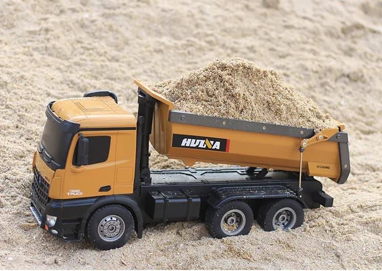 HUINA 1582 1/14 10 Kanal FULL METAL RC Model Profesyonel Uzaktan Kumandalı Damperli Kamyon İş Makinası - 2.4G Full Fonksiyon Sesli ve Işıklı