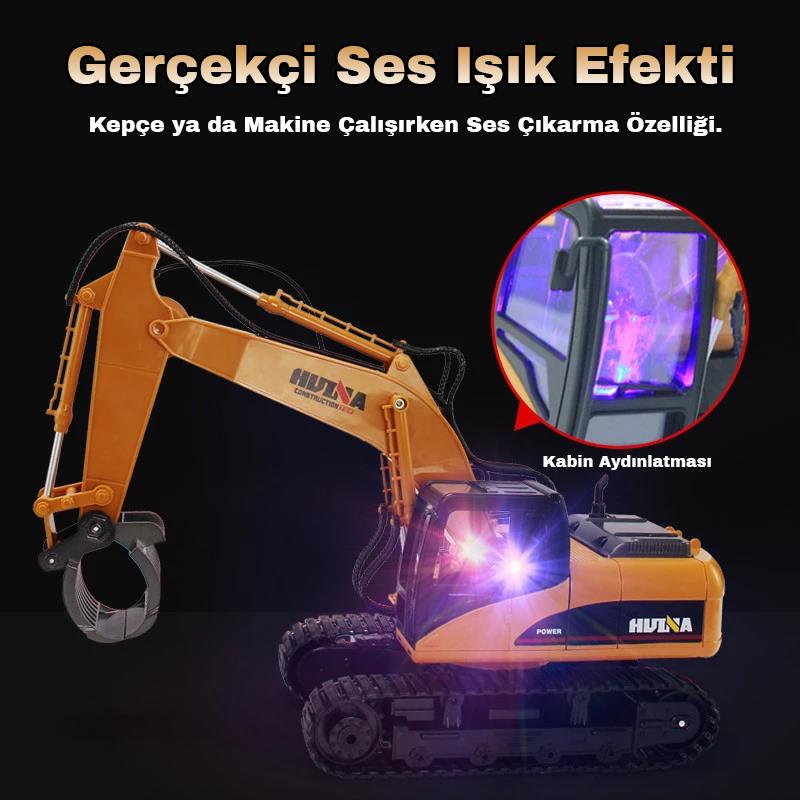 HUINA 1570 1/14 Yüksek Kalite RC Model Paletli Ekskavatör Kereste Taşıma Kepçesi Uzaktan Kumandalı Çok Fonksiyonlu İş Makinesi -2.4G Full Fonksiyon Sesli&Işıklı