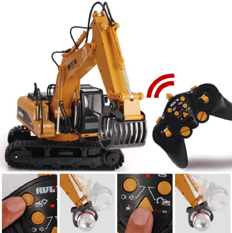 HUINA 1570 1/14 Yüksek Kalite RC Model Paletli Ekskavatör Kereste Taşıma Kepçesi Uzaktan Kumandalı Çok Fonksiyonlu İş Makinesi -2.4G Full Fonksiyon Sesli&Işıklı