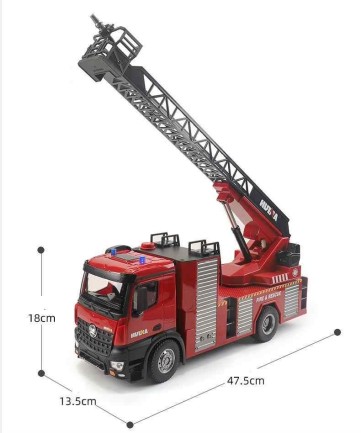 HUINA 1561 1/14 22 Kanal Yüksek Kalite RC Model Uzaktan Kumandalı Merdivenli Yangın Söndürme İtfaiye Kamyonu - Su Püskürtme Fonksiyonlu - 2.4G Full Fonksiyon Sesli ve Işıklı - Thumbnail