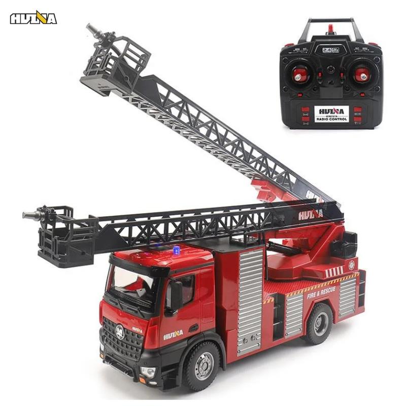 HUINA 1561 1/14 22CH Yüksek Kalite RC Model Uzaktan Kumandalı Merdivenli Yangın Söndürme İtfaiye Kamyonu İş Makinesi -Su Püskürtme Fonksiyonlu-2.4G Full Fonksiyon Sesli&Işıklı