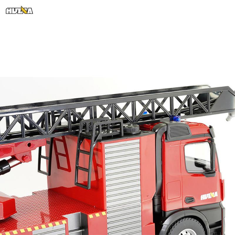 HUINA 1561 1/14 22CH Yüksek Kalite RC Model Uzaktan Kumandalı Merdivenli Yangın Söndürme İtfaiye Kamyonu İş Makinesi -Su Püskürtme Fonksiyonlu-2.4G Full Fonksiyon Sesli&Işıklı
