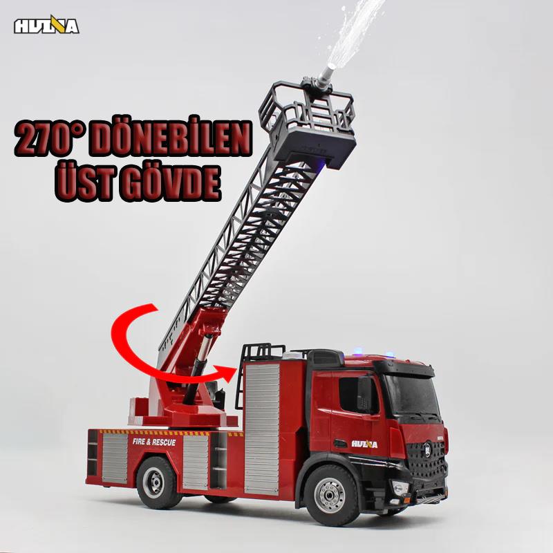 HUINA 1561 1/14 22CH Yüksek Kalite RC Model Uzaktan Kumandalı Merdivenli Yangın Söndürme İtfaiye Kamyonu İş Makinesi -Su Püskürtme Fonksiyonlu-2.4G Full Fonksiyon Sesli&Işıklı