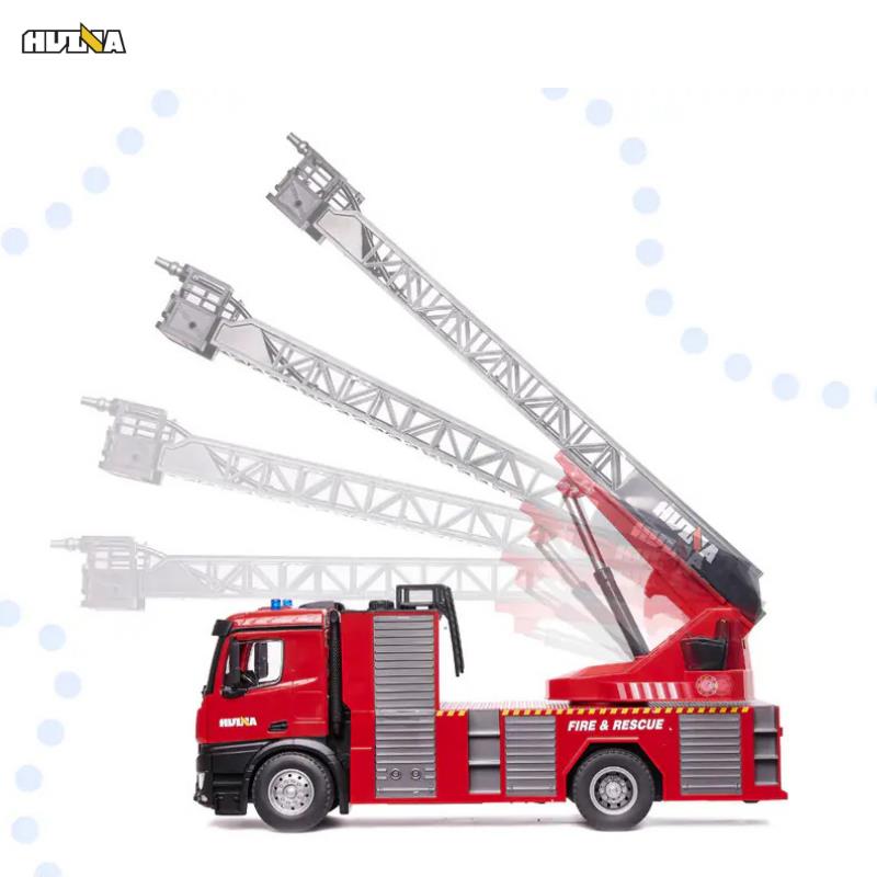 HUINA 1561 1/14 22CH Yüksek Kalite RC Model Uzaktan Kumandalı Merdivenli Yangın Söndürme İtfaiye Kamyonu İş Makinesi -Su Püskürtme Fonksiyonlu-2.4G Full Fonksiyon Sesli&Işıklı