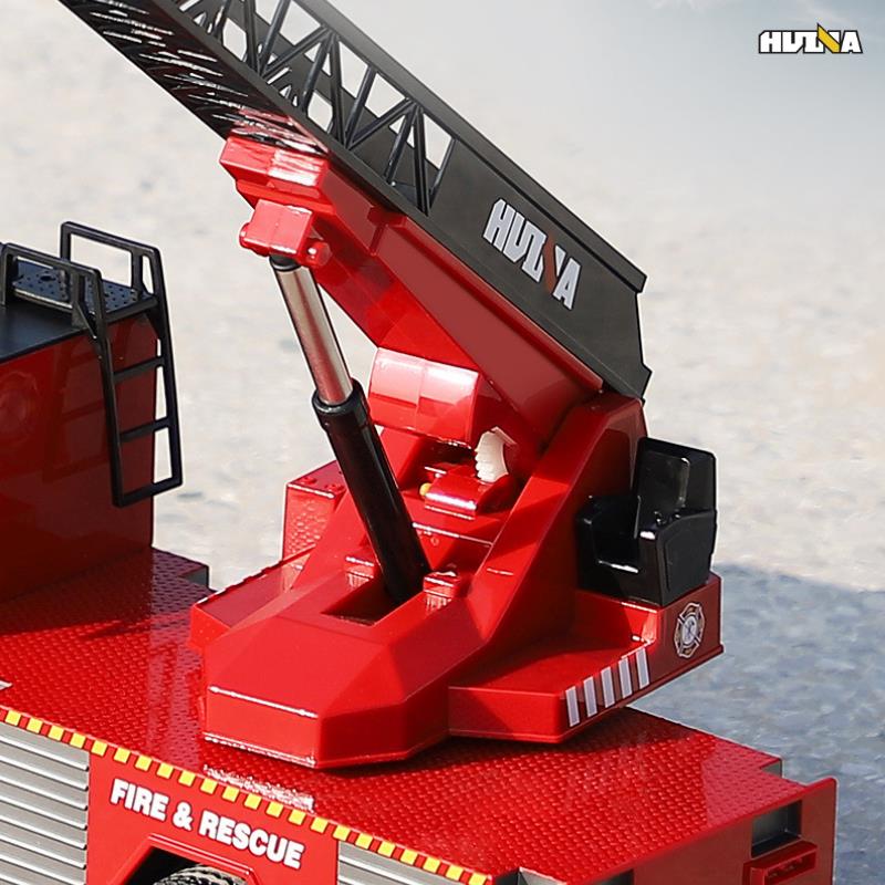 HUINA 1561 1/14 22CH Yüksek Kalite RC Model Uzaktan Kumandalı Merdivenli Yangın Söndürme İtfaiye Kamyonu İş Makinesi -Su Püskürtme Fonksiyonlu-2.4G Full Fonksiyon Sesli&Işıklı