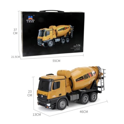 HUINA 1574 1/14 10 Kanal Yüksek Kalite RC Model Çimento Mikseri Kamyon Uzaktan Kumandalı İş Makinası - 2.4G Full Fonksiyon Sesli ve Işıklı - Thumbnail