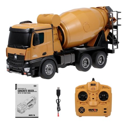 HUINA 1574 1/14 10 Kanal Yüksek Kalite RC Model Çimento Mikseri Kamyon Uzaktan Kumandalı İş Makinası - 2.4G Full Fonksiyon Sesli ve Işıklı - Thumbnail