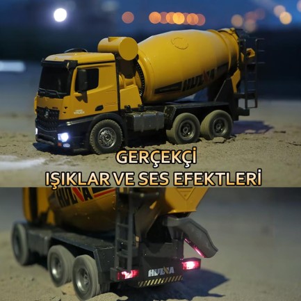 HUINA 1574 1/14 10 Kanal Yüksek Kalite RC Model Çimento Mikseri Kamyon Uzaktan Kumandalı İş Makinası - 2.4G Full Fonksiyon Sesli ve Işıklı - Thumbnail