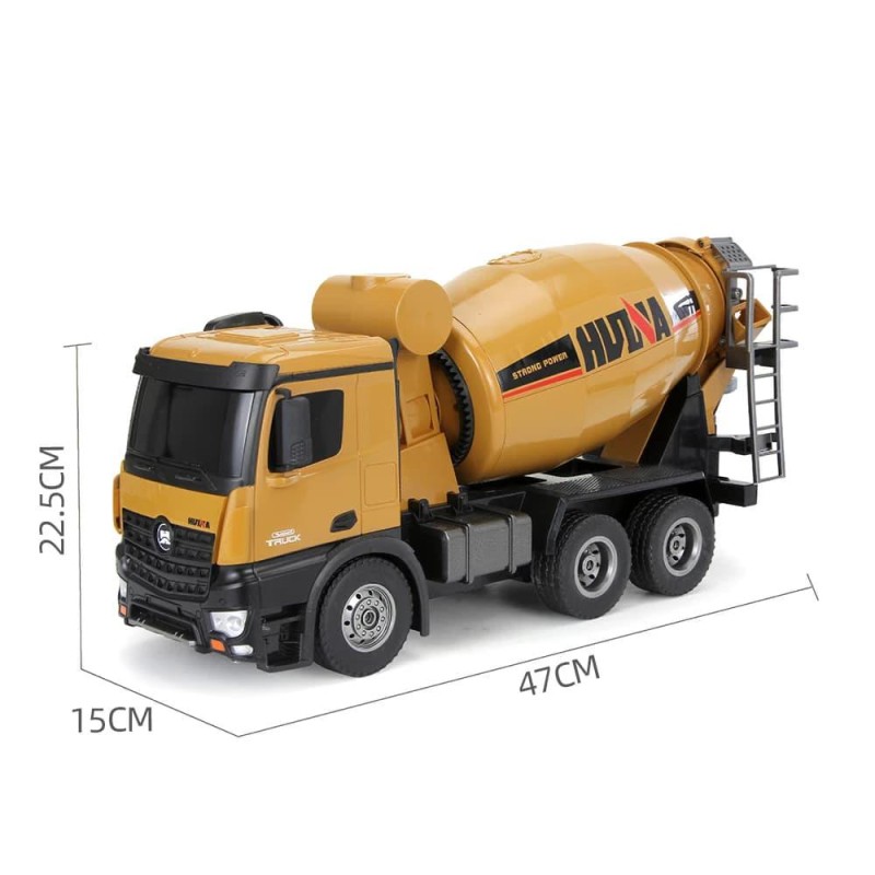 HUINA 1574 1/14 10 Kanal Yüksek Kalite RC Model Çimento Mikseri Kamyon Uzaktan Kumandalı İş Makinası - 2.4G Full Fonksiyon Sesli ve Işıklı