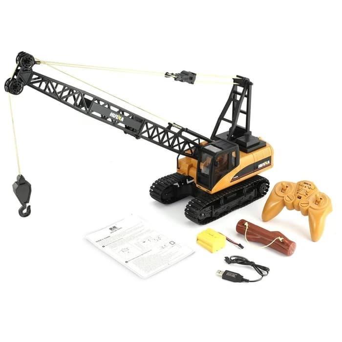 HUINA 1572 1/14 15CH Yüksek Kalite RC Model Ekskavatör Paletli Kancalı Vinç Uzaktan Kumandalı Metal İş Makinesi - 2.4G Sesli&Işıklı