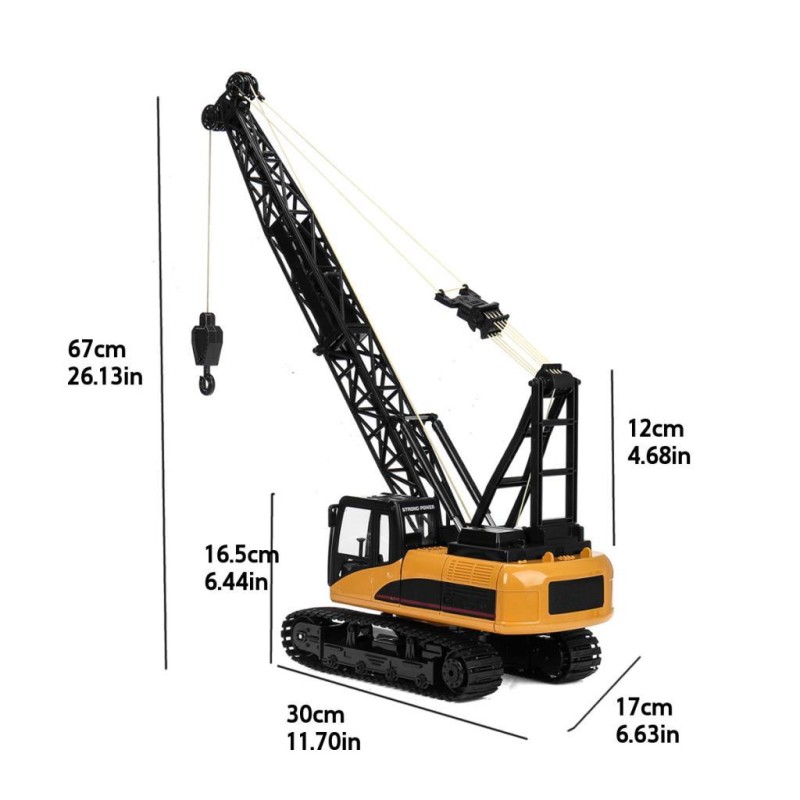 HUINA 1572 1/14 15CH Yüksek Kalite RC Model Ekskavatör Paletli Kancalı Vinç Uzaktan Kumandalı Metal İş Makinesi - 2.4G Sesli&Işıklı