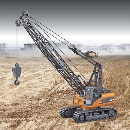 HUINA - HUINA 1572 1/14 15CH Yüksek Kalite RC Model Ekskavatör Paletli Kancalı Vinç Uzaktan Kumandalı Metal İş Makinesi - 2.4G Sesli&Işıklı