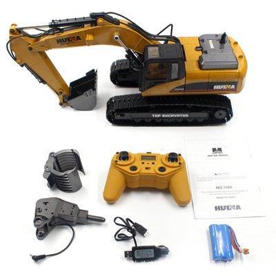 HUINA 1580 1/14 23 Kanal FULL METAL ŞASE RC Model Profesyonel Uzaktan Kumandalı Paletli Kepçe Ekskavatör İş Makinesi -11 KG AĞIRLIK- 2.4G Full Fonksiyon Sesli ve Işıklı