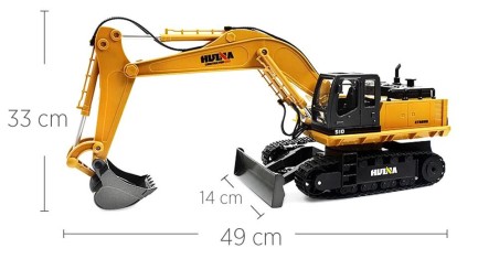 HUINA 1531 1/16 Yüksek Kalite 11CH RC Model Ekskavatör Paletli Kepçe Kazıcı Uzaktan Kumandalı Çok Fonksiyonlu İş Makinesi - 2.4G Sesli ve Işıklı - Thumbnail