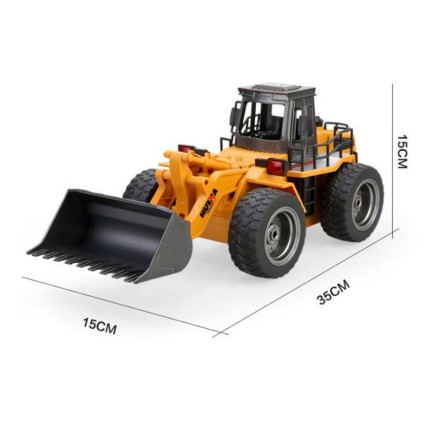 HUINA 1/18 Yüksek Kalite RC Model Buldozer Uzaktan Kumandalı Çok Fonksiyonlu Metal İş Makinası - 2.4G Kumanda Işıklı - 1520 - Thumbnail