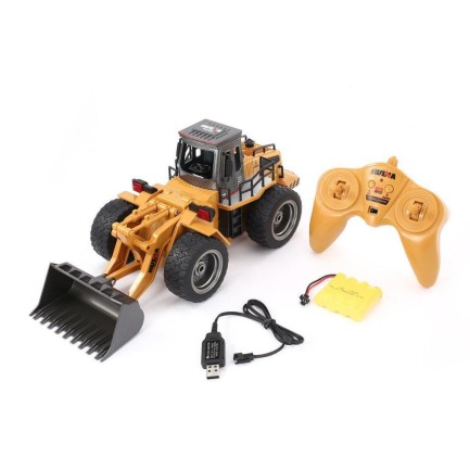 HUINA 1/18 Yüksek Kalite RC Model Buldozer Uzaktan Kumandalı Çok Fonksiyonlu Metal İş Makinası - 2.4G Kumanda Işıklı - 1520 - Thumbnail