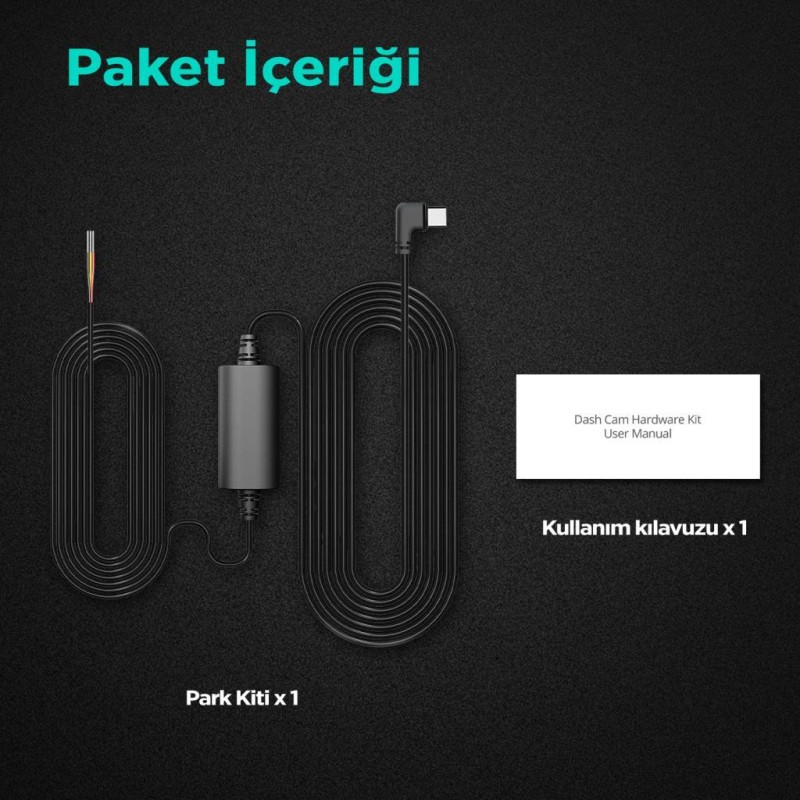 360+ Botslab G980H Pro/G500H Pro Type-C Araç İçi Kamera Park Modu Akü Bağlantı Kablosu (24 Saat Kayıt)