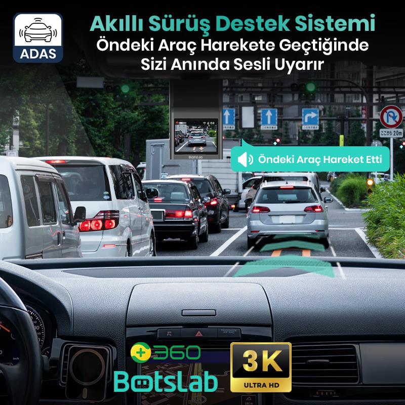 360+ Botslab G300H Pro Dual ADAS 3K Ön+Arka WiFi+GPS 150° Geniş Açı Gece Görüşlü Araç İçi Kamera Dash Cam Araç Kamerası+WDR+LCD Ekran+G-Sensör+Sesli Kontrol