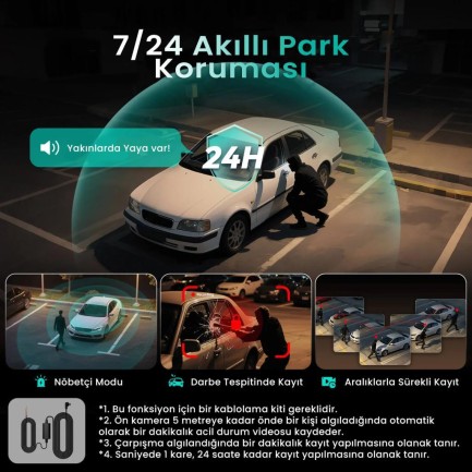360+ Botslab G980H Pro 3K 4 Kameralı Wifi+GPS Akıllı Araç İçi Kamera +170° Geniş Açı+Süper Kapasitör+Sesli Kontrol+Gece Görüşlü (128GB HAFIZA KARTI HEDİYELİ) + Type-C Park Modu Kiti Combo - Thumbnail