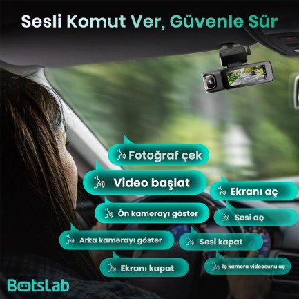 360+ Botslab G980H Pro 4K 3 Kameralı WiFi+GPS Akıllı Araç İçi Kamera +170° Geniş Açı+Süper Kapasitör+Sesli Kontrol+Gece Görüşlü (128GB HAFIZA KARTI HEDİYELİ) - Thumbnail