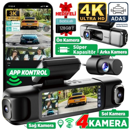 360+ - 360+ Botslab G980H Pro ADAS 4K 4 Kameralı Akıllı Araç İçi Kamera