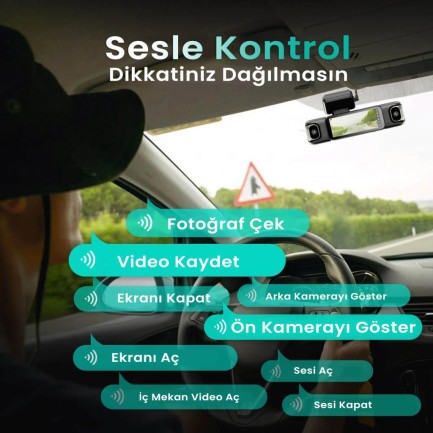 360+ Botslab G980H Pro 3K 4 Kameralı Wifi+GPS Akıllı Araç İçi Kamera +170° Geniş Açı+Süper Kapasitör+Sesli Kontrol+Gece Görüşlü (128GB HAFIZA KARTI HEDİYELİ) - Thumbnail