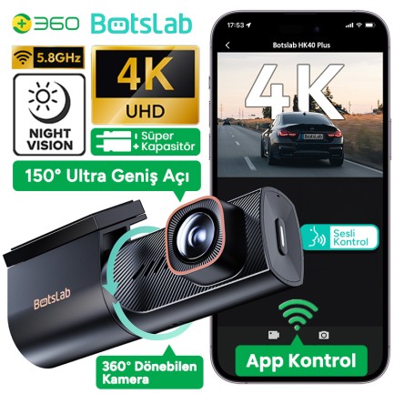 360+ - 360+ Botslab HK40 Plus 4K Araç İçi Kamera