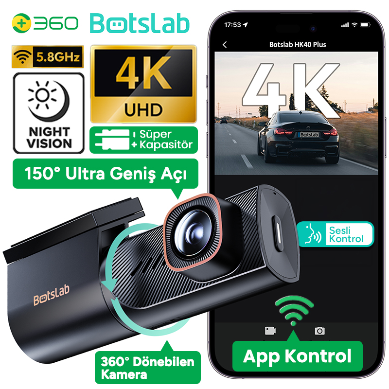360+ Botslab HK40 Plus 4K Araç İçi Kamera