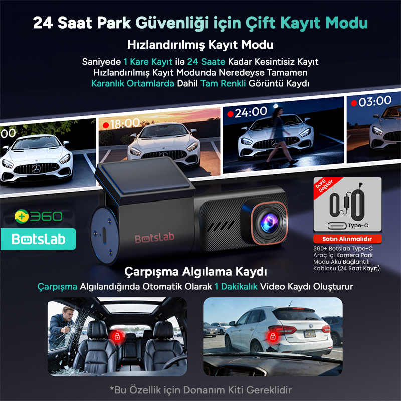 360+ Botslab HK40 Plus 4K Araç İçi Kamera