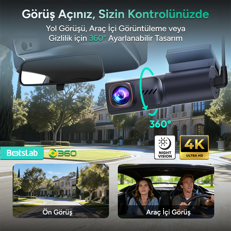 360+ Botslab HK40 Plus 4K Araç İçi Kamera